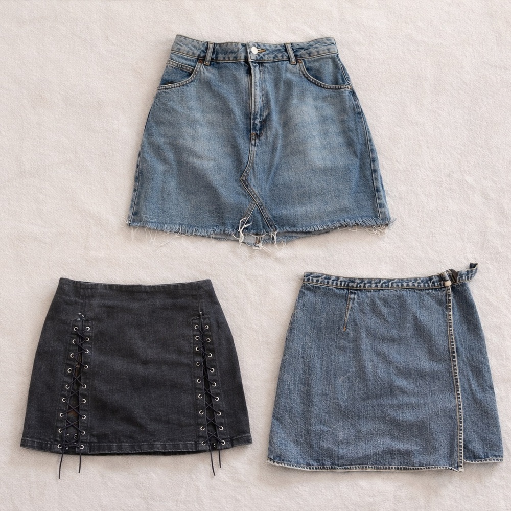 Lot of 3 mini Y2K Denim Skirt Trio Plus Size